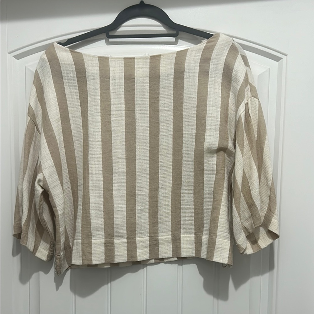 Striped Beige and White Women's Top from Grade & Gather.